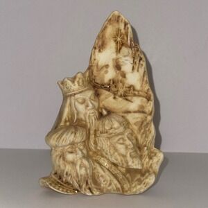 Three Wise Men 5.5" Figurine Cream Gold Accents Christmas‎ Religious Collectible